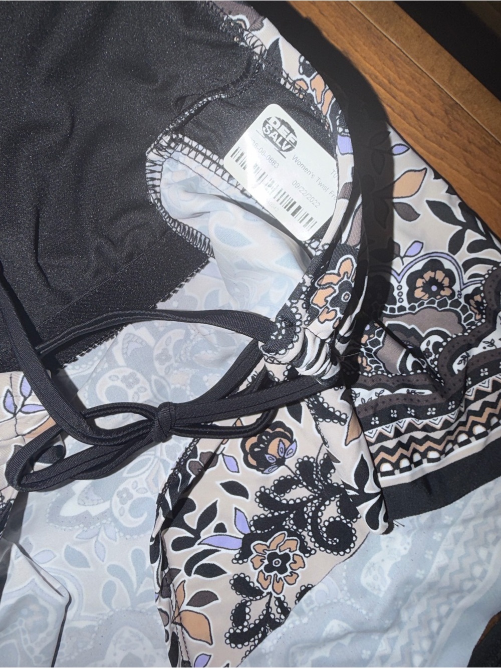 Target Women’s Black & White Printed Halter Tankini with Black Bikini Bottoms - Picture 2 of 3